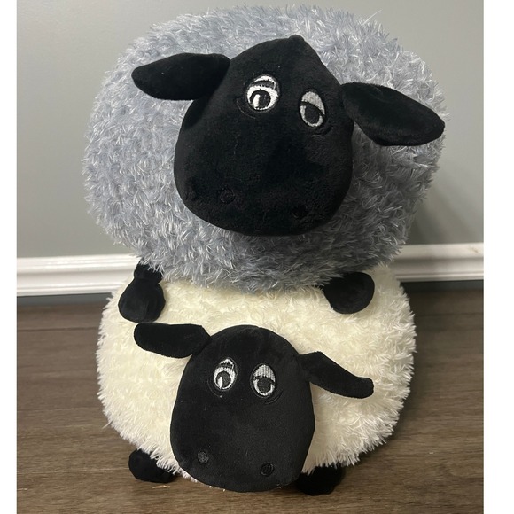 Sheep Plush Bundle Stuffed Animal‎ Gray White 17" - Picture 1 of 6